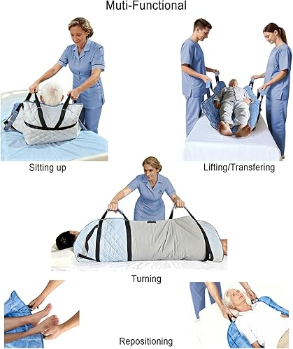 Miniatura 2 de Almohadilla de cama de posicionamiento con asas, carcasa 100% algodón sábanas deslizantes transpirables para pacientes para prevenir llagas de cama