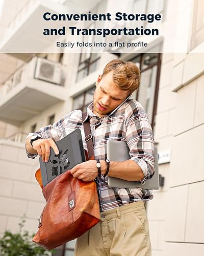 Miniatura 6 de Soporte ajustable para computadora de escritorio - Elevador portátil para laptop con base giratoria, soporte plegable de aluminio para computadora