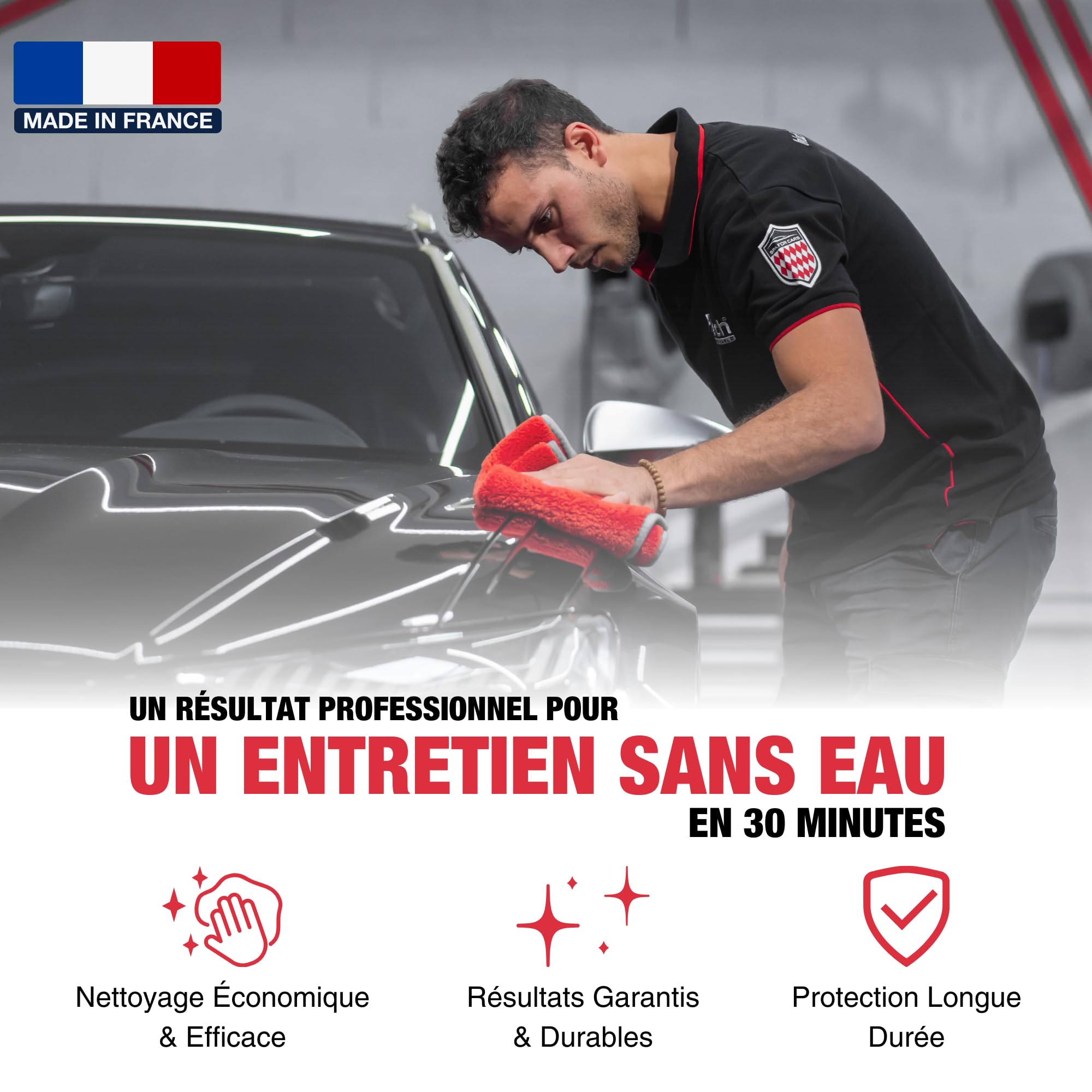 ProTechMC | 2X Nettoyant sans Eau pour Voiture | Toutes Surfaces Lisses | Produit Lave Vitres, Carrosserie, Plastiques Peints, Jantes | sans Rinçage | Made in France | 1L