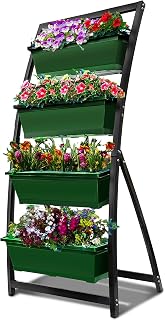 6-Ft Raised Garden Bed - Vertical Garden Freestanding Elevated Planter with 4 Container Boxes - Good for Patio or Balcony Indoor and Outdoor - Perfect to Grow Vegetables Herbs Flowers