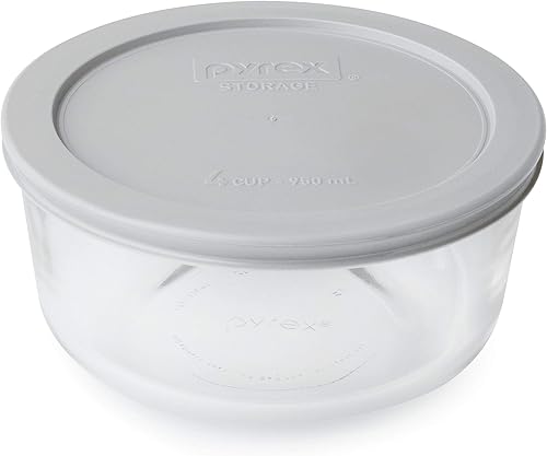 Pyrex (1 plato de vidrio 7200 de 2 tazas y (1) 7200 unidades de 2 tazas de tapa gris azabache fabricada en los Estados Unidos