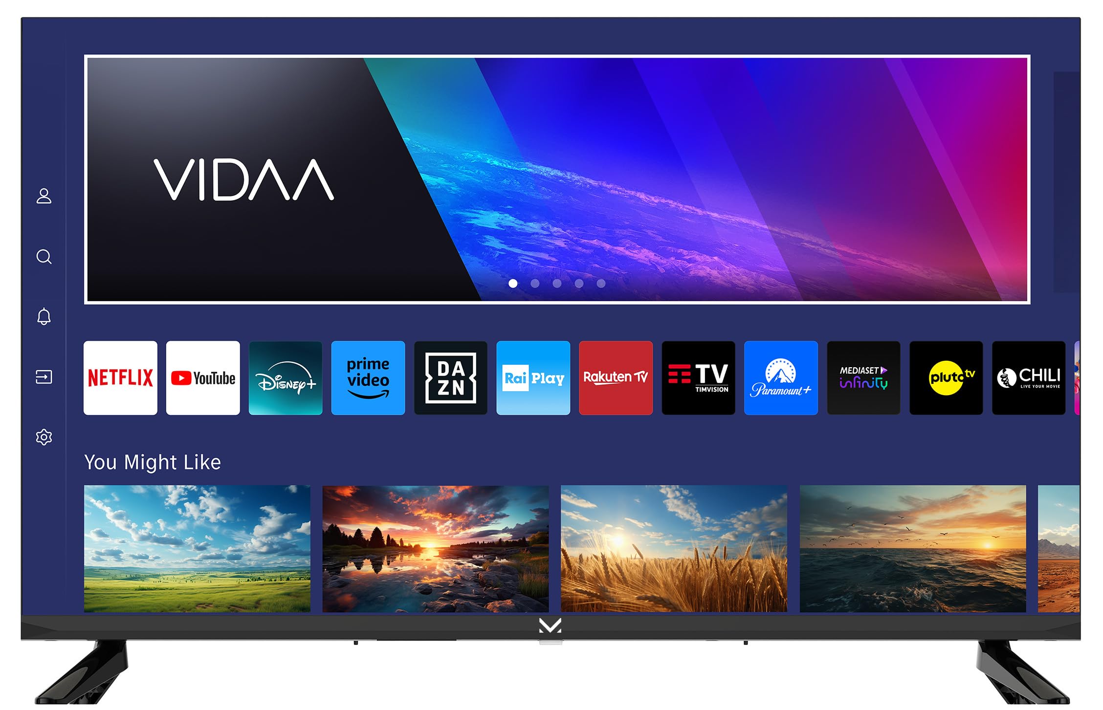 Majestic SM32FL V1 - Téléviseur Smart LED HD READY 32" FRAMELESS, Sist. opérationnel VIDAA, Wi-Fi intégré, DVB-T/T2 et DVB-S/S2, Télécommande, 2 USB, 3 HDMI, 240v/12v