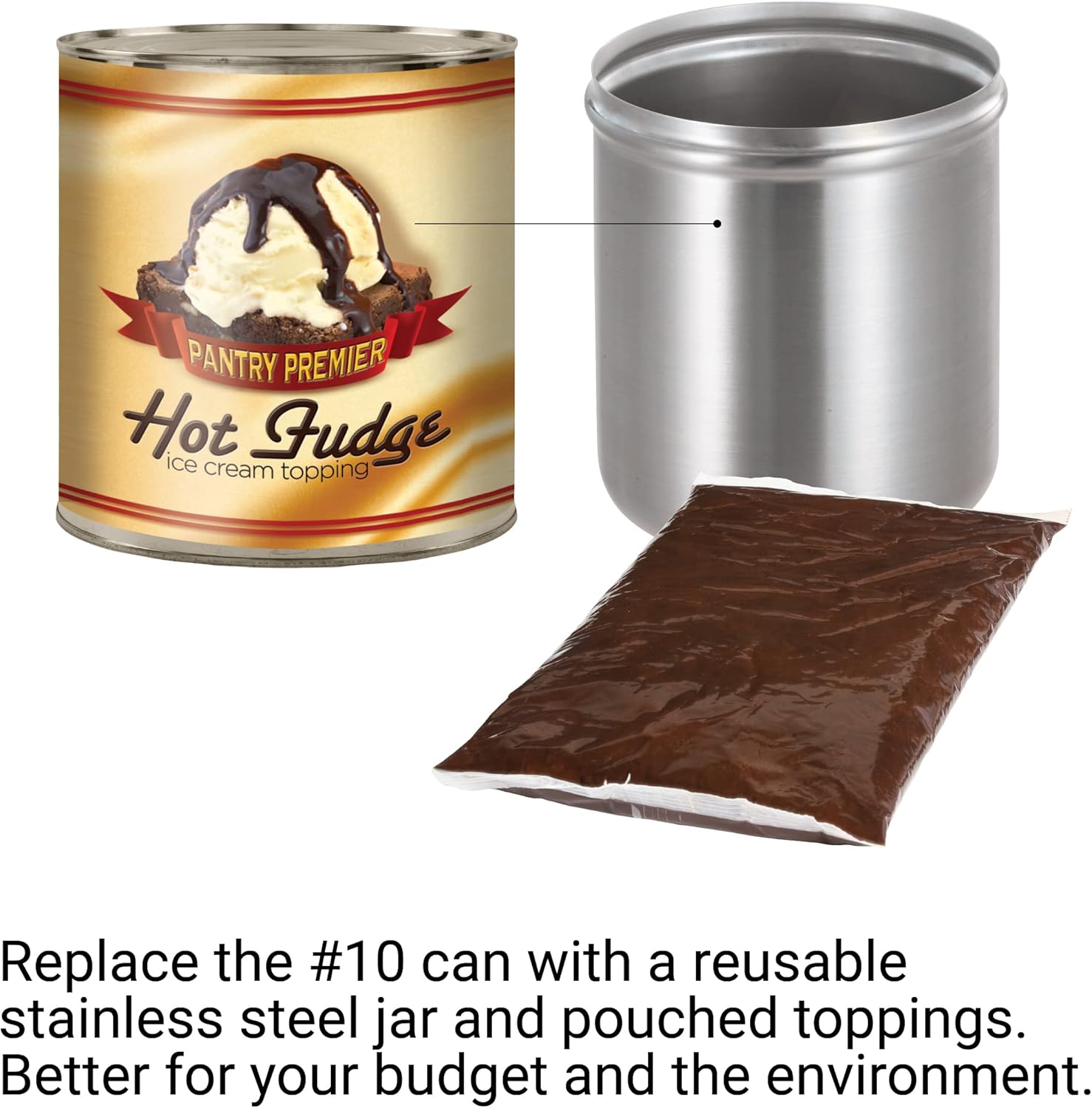 Server Products 3-Quart Jar Container For Condiments Sauces or Heated Toppings, Stainless Steel, Model 94009, Compatible Products Models 82060 and 81230