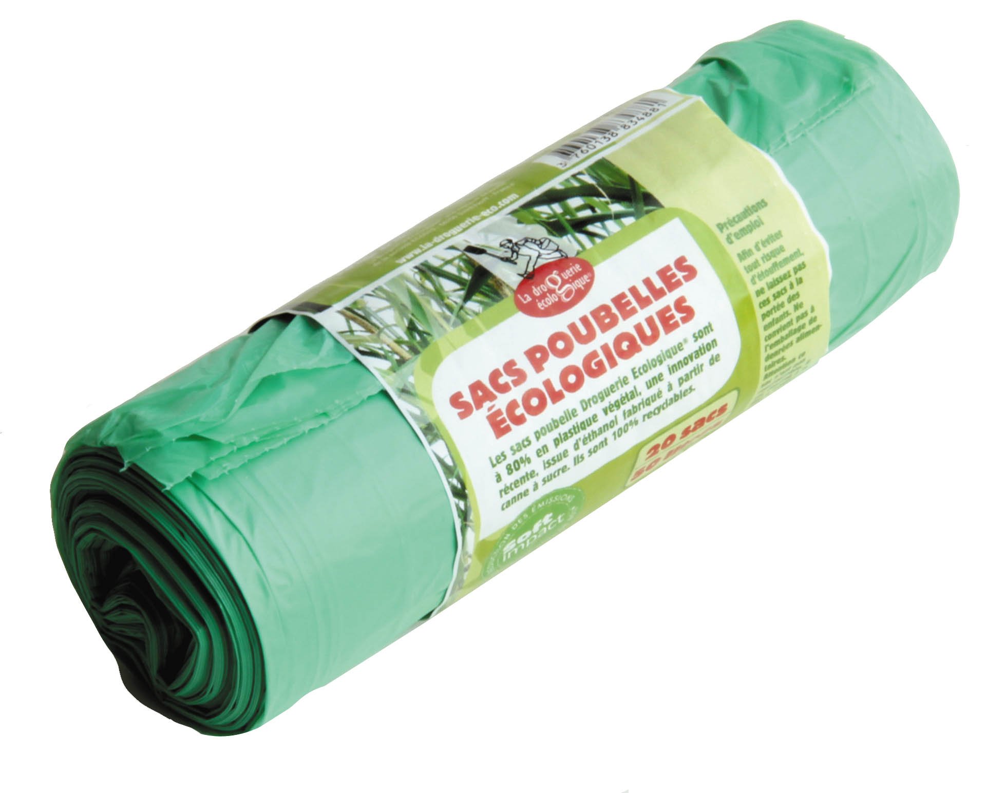 La Droguerie Ecologique Rouleau 20 Sacs Poubelle Éco-​Plastiques 50 L - Lot de 2