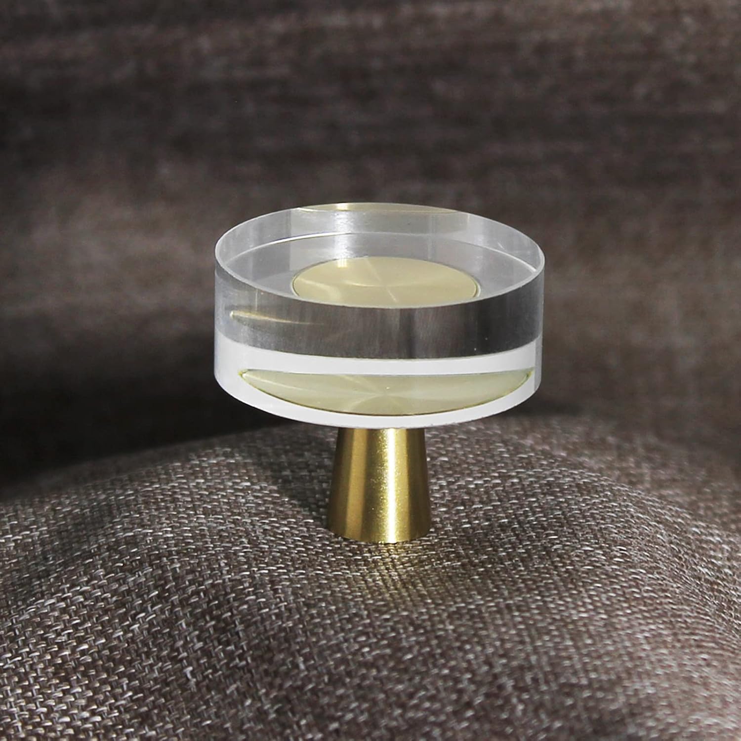 Uenhoy 6 Pack Glass Crystal Cabinet Knobs Round Drawer Knob Pulls Gold Crystal Knobs for Cabinets and Drawers - 1-1/4 Inch