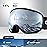Odoland Snow Ski Goggles S2 Double Lens Anti-Fog OTG Windproof UV400 Eyewear for Men, Women and Youth-Skiing Snowboarding, Black Frame Sliver Lens vlt 14%