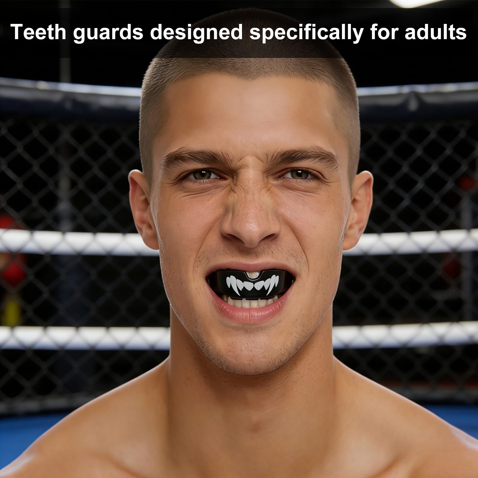 Protectores bucales deportivos para adultos, negro, kickboxing, rugby, boxeo