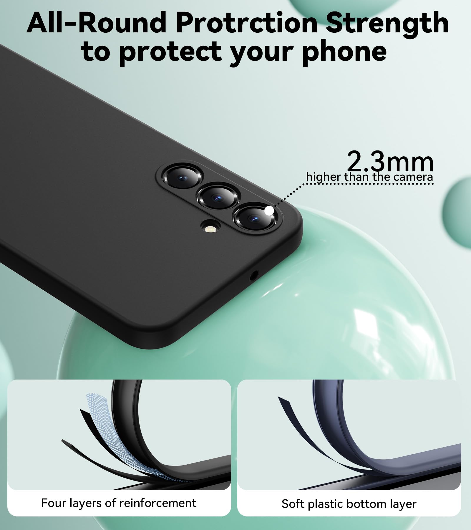 FLLAO Cover Compatibile con Samsung Galaxy A16 5G/4G con 2 Pellicola Vetro Temperato, Custodia Ultra Sottile Silicone TPU Morbido Case Protettivo Nero