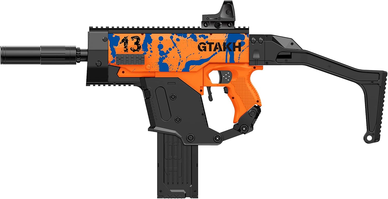GTAKH Toy Gun for NERF Guns Electric Automatic Soft Foam Guns Sniper Bullets Toy Foam Blasters & Guns Birthday Gift Toy for Boy Girls,Foam Toy Guns with 1 Clips Magazine,MUL-Bursts, 30 Bullets,Orange : Toys & Games