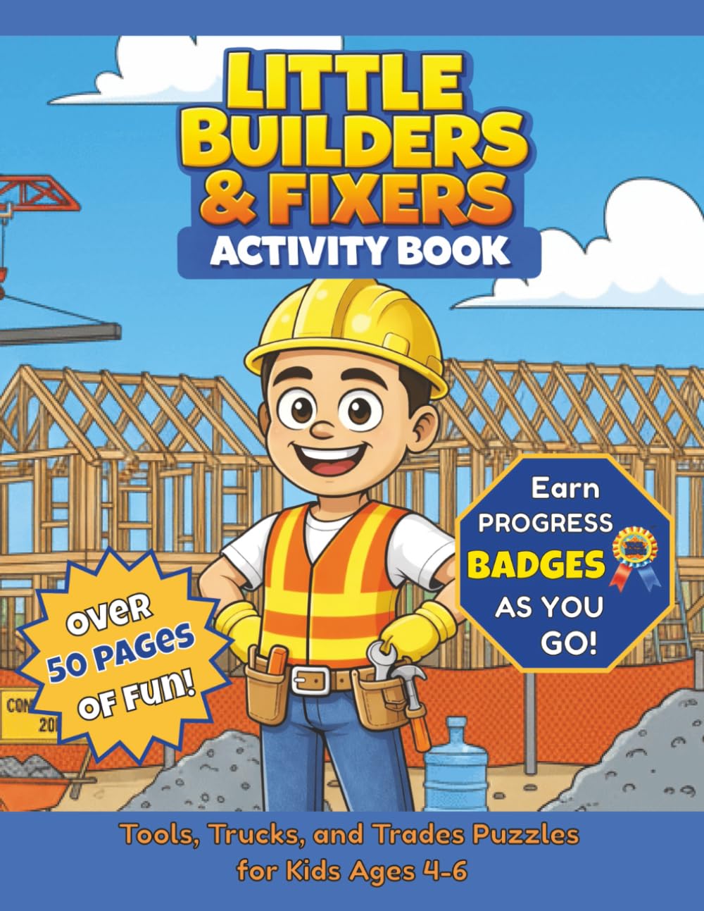 Little Builders & Fixers Activity Book: Tools, Trucks, and Trades Puzzles for Kids Ages 4–6