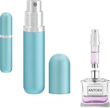 Travel Perfume Atomizer Refillable Bottle - 5ML Leakproof Luxury Travel Perfume Atomizer, Refillable Perfume Spray Bottle for Women Light Blue