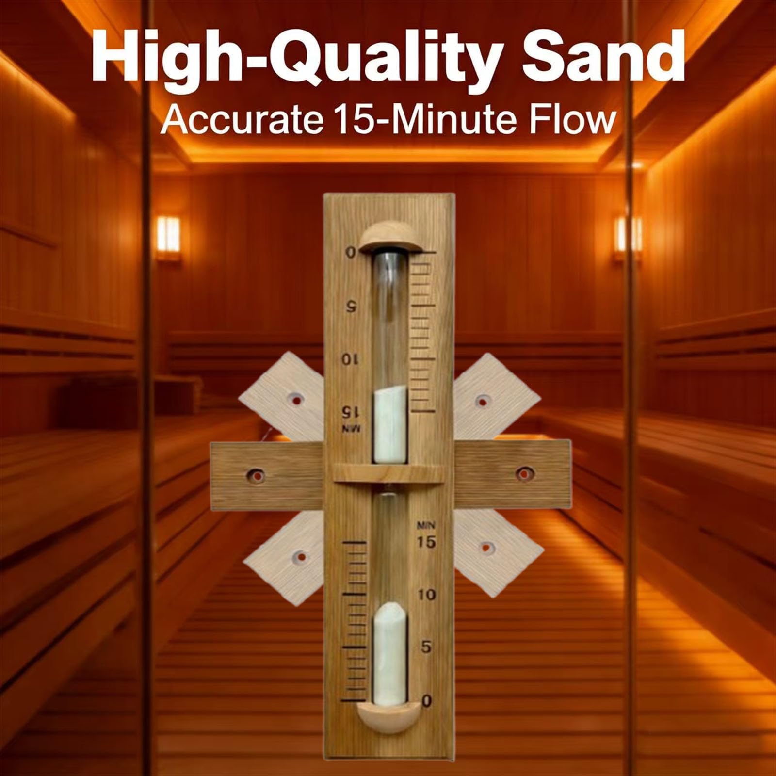 Reloj de arena para sauna de 15 minutos, reloj de arena de cedro rojo, resistente al calor, giratorio de 360°, accesorios de sauna montados en la pared para sauna infrarroja y tradicional, spa