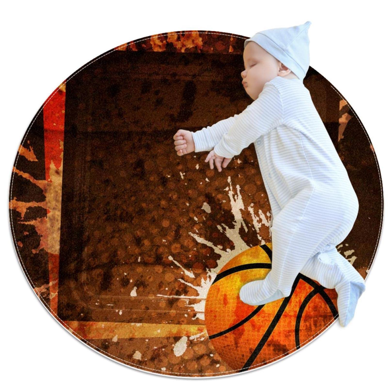 Tapis basket-ball rond 100x100cm pour chambre et salon JDEZ