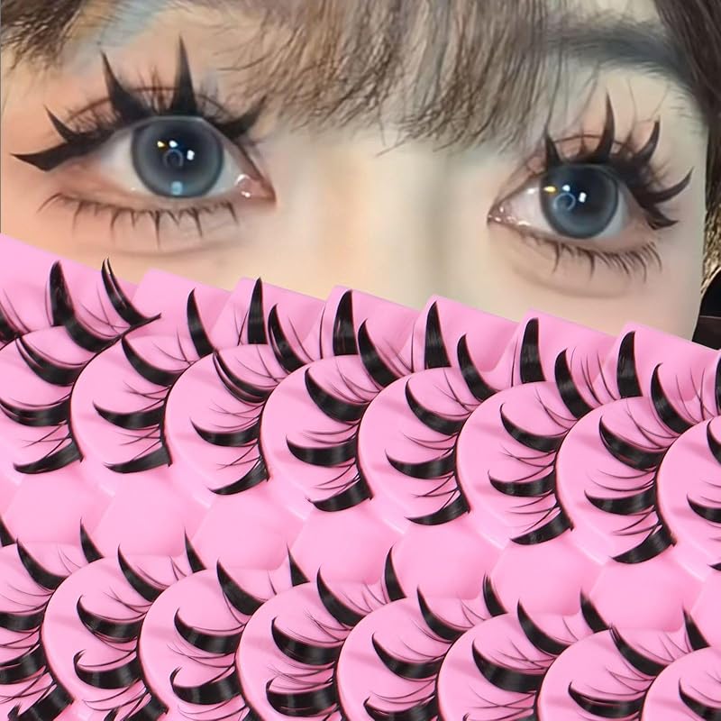 Cílios postiços outopen estilo Doll Manga com efeito espetado e wet look, 10-16 mm, 10 pares