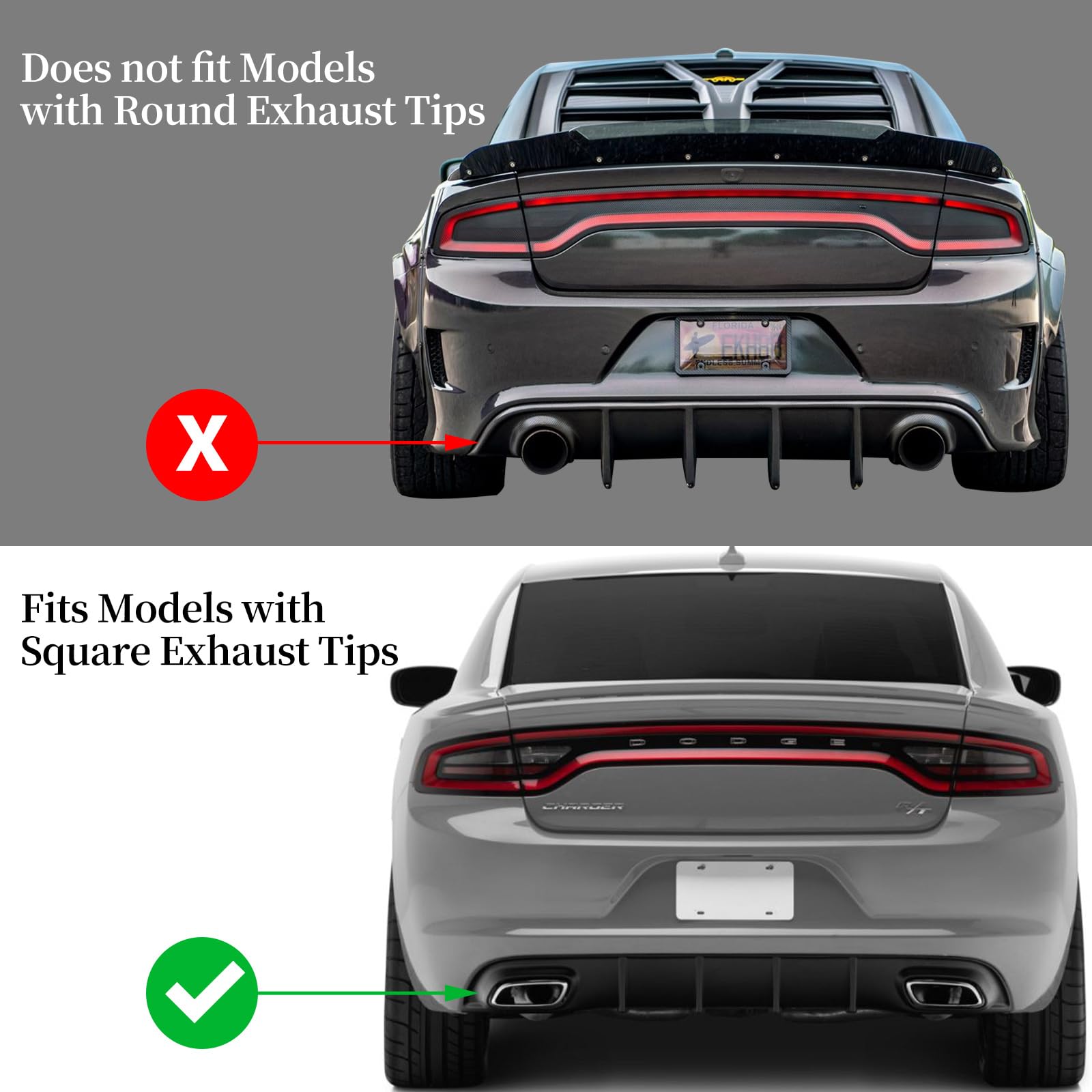 Gloss Black Rear Bumper Diffuser Splitters For Dodge Charger RT SRT SXT – DREAMIZER Pair