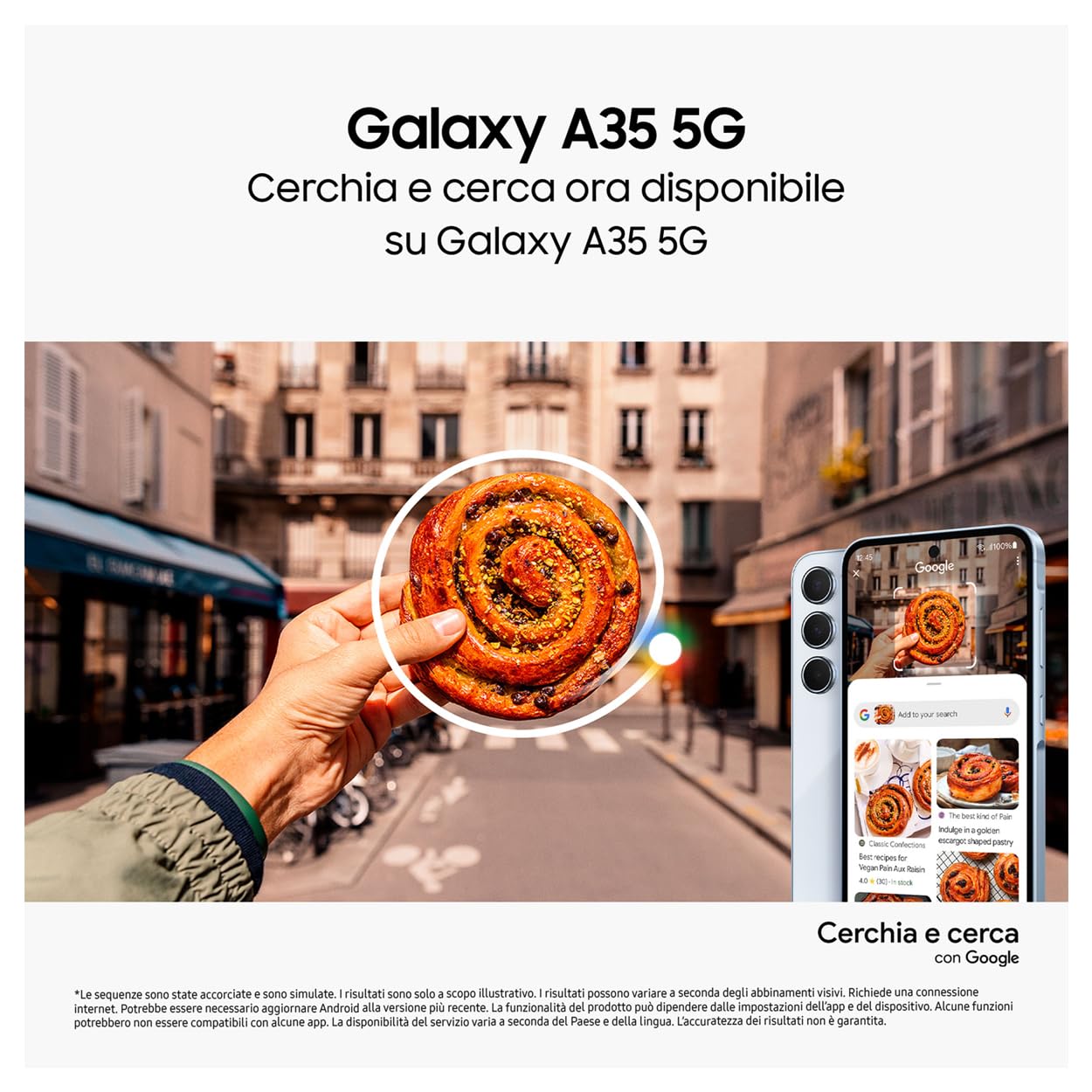 Samsung Galaxy A35 5G,Clear Cover inclusa, Smartphone Android 14, Display FHD+ Super AMOLED 6.6”, 6GB RAM e 128GB di memoria interna espandibile, Batteria 5.000 mAh, Awesome Lemon [Versione Italiana]