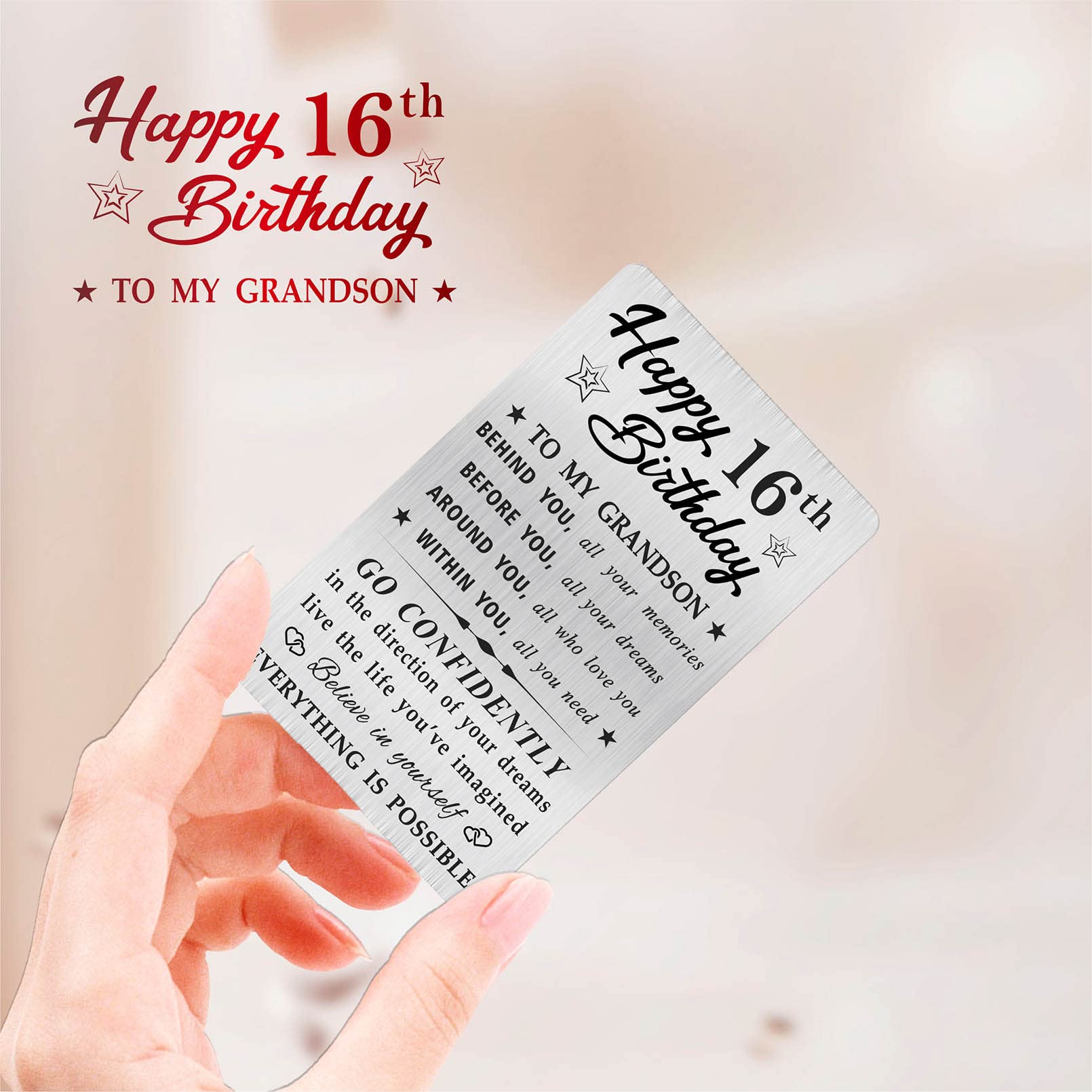 White Cotton Cards Glückwunschkarte Zum 21. Geburtstag 'Grandson 21' – Handgefertigt, 16x16cm, Mit Glitzer & Strass