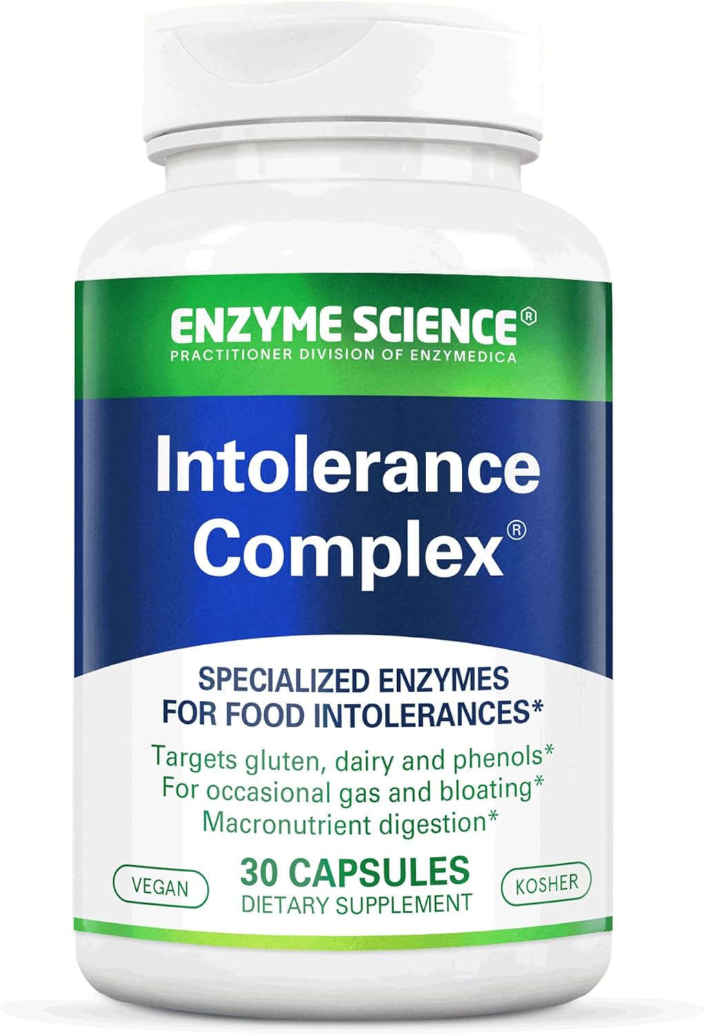 Enzyme Science Intolerance Complex, 30 Capsules Comprehensive Support for Common Digestive Sensitivities Gluten, Casein, Phenol Sensitivities, and Complex Carbohydrates Intolerance Relief