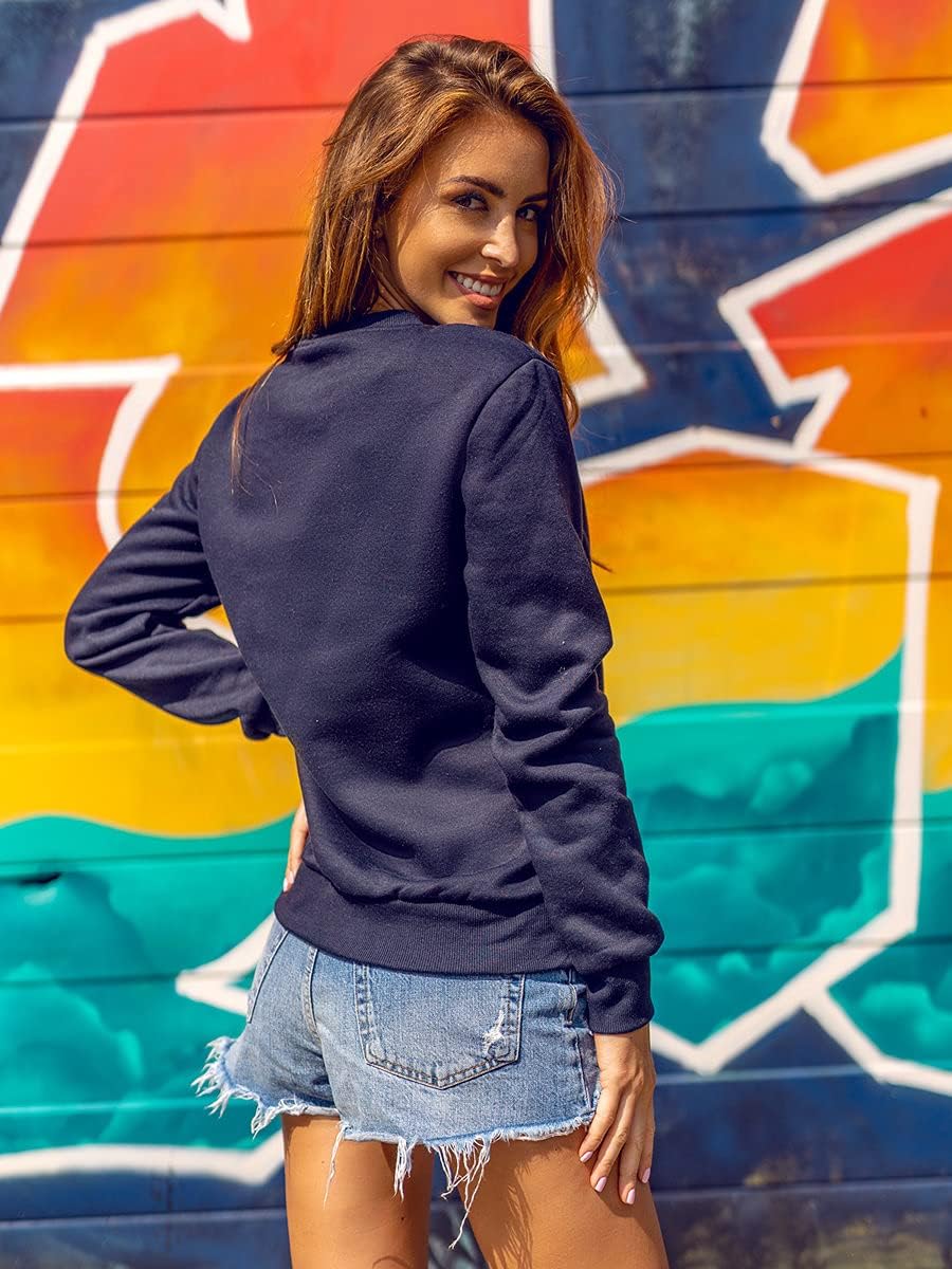 BOLF dames sweatshirt pullover zonder capuchon basic shirt met lange mouwen top katoenmix trui ronde hals sweater kleurvarianten sportief fitness [A1A], L