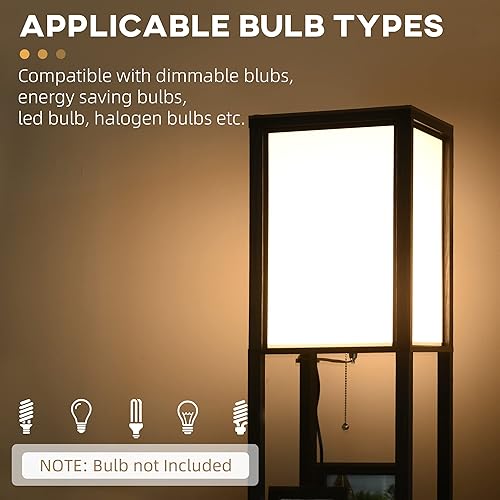 Miniatura 5 de HOMCOM Lámparas de pie modernas para sala de estar lámpara de pie para dormitorio con cabezal ajustable bombilla no incluida color dorado