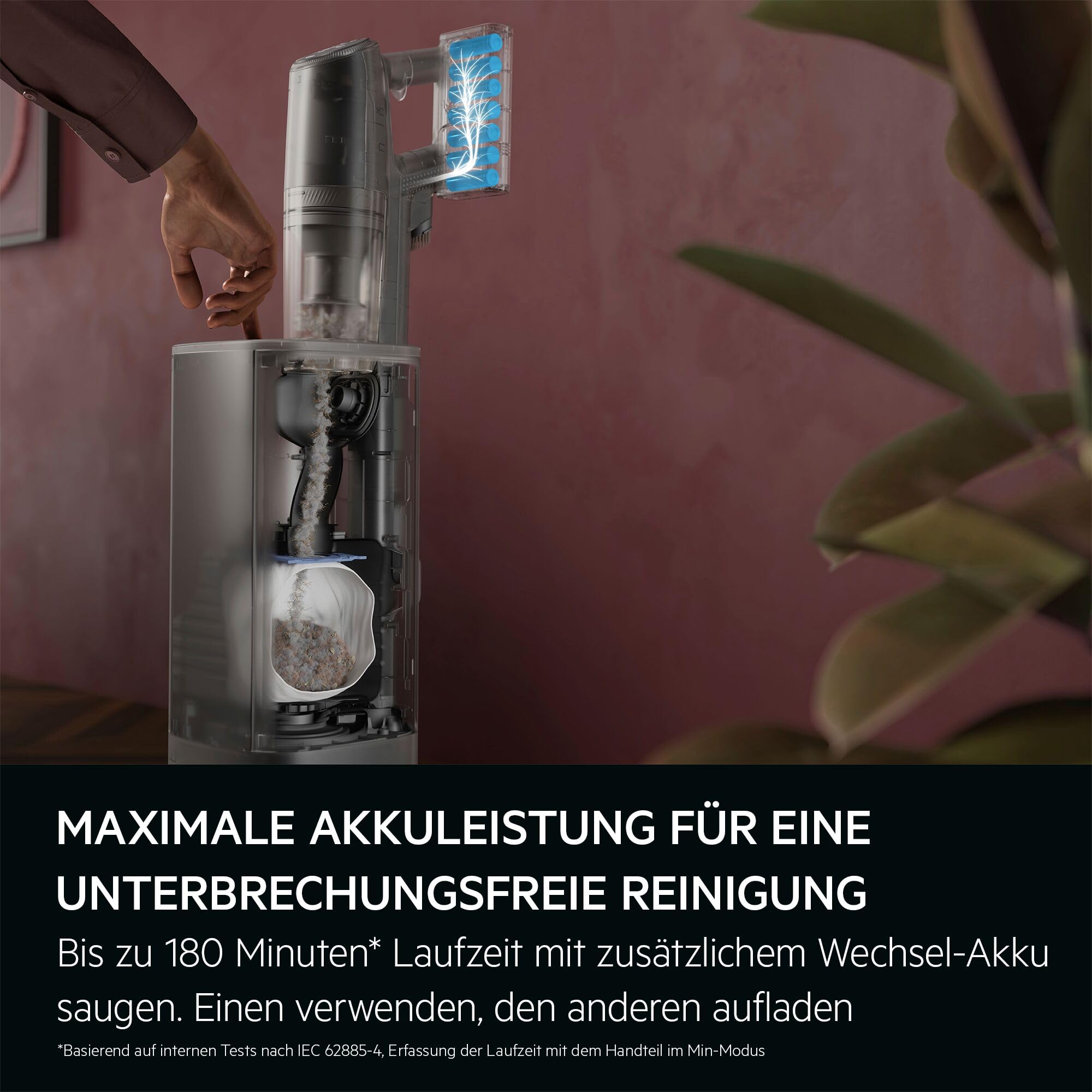 AEG Ultimate 8000 Akku Staubsauger mit Absaugstation, von Stiftung Warentest mit GUT (2,5), Auto‑Modus, 5‑Stufen‑Filtration, für Hartboden, Teppich, 25V Akku wechselbar, 400 ml, Dunkelgrau, AP83AB25DG