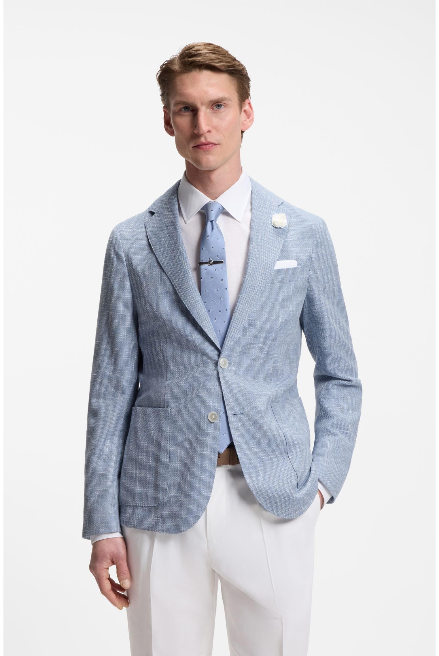 BOSS Slim-fit Sakko Aus Fein Gemustertem Gewebe