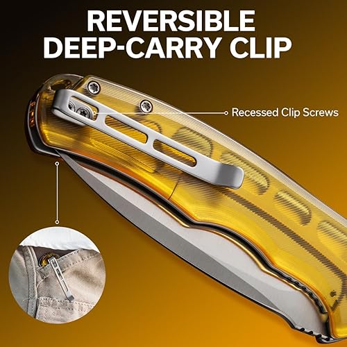 Miniatura 5 de CIVIVI Praxis - Cuchillo plegable de bolsillo, mango Ultem de estética moderna, hoja afilada de 3.75 pulgadas, clip de transporte profundo para EDC