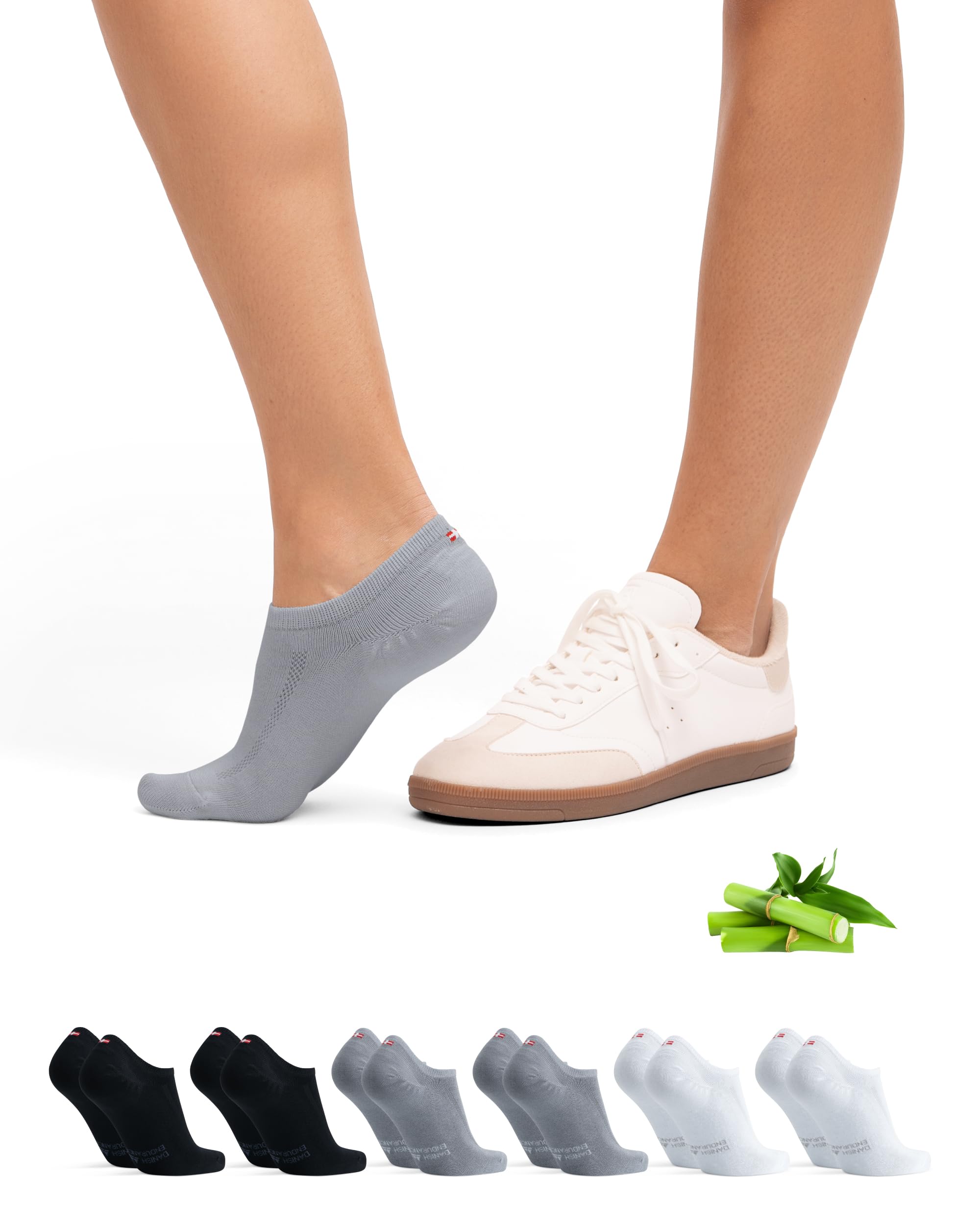 DANISH ENDURANCE Fantasmini Uomo Donna in Bamboo, Calzini Corti Estivi, Traspiranti e Ultra Morbidi, Unisex, 6 Paia