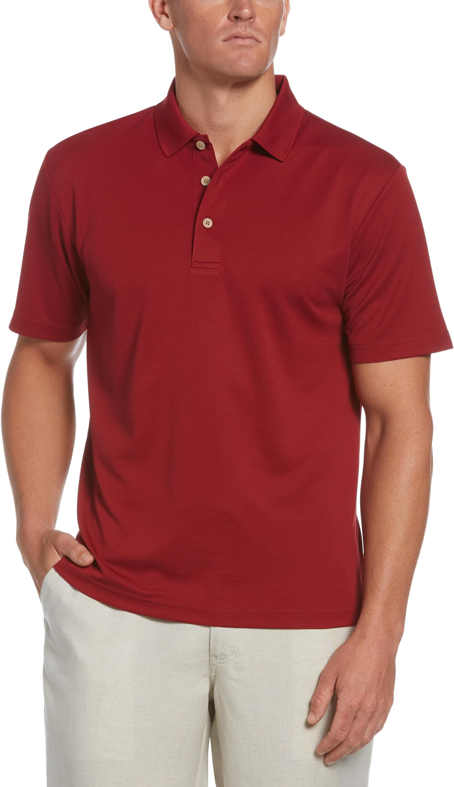 Men's Essential Textured Performance Polo Shirt, Moisture-Wicking Technology, Regular Fit