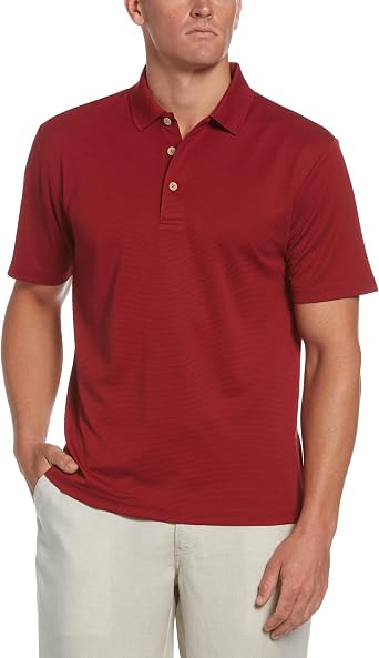Cubavera Mens Essential Textured Performance Polo Shirt, Moisture-Wicking Technology, Regular Fit