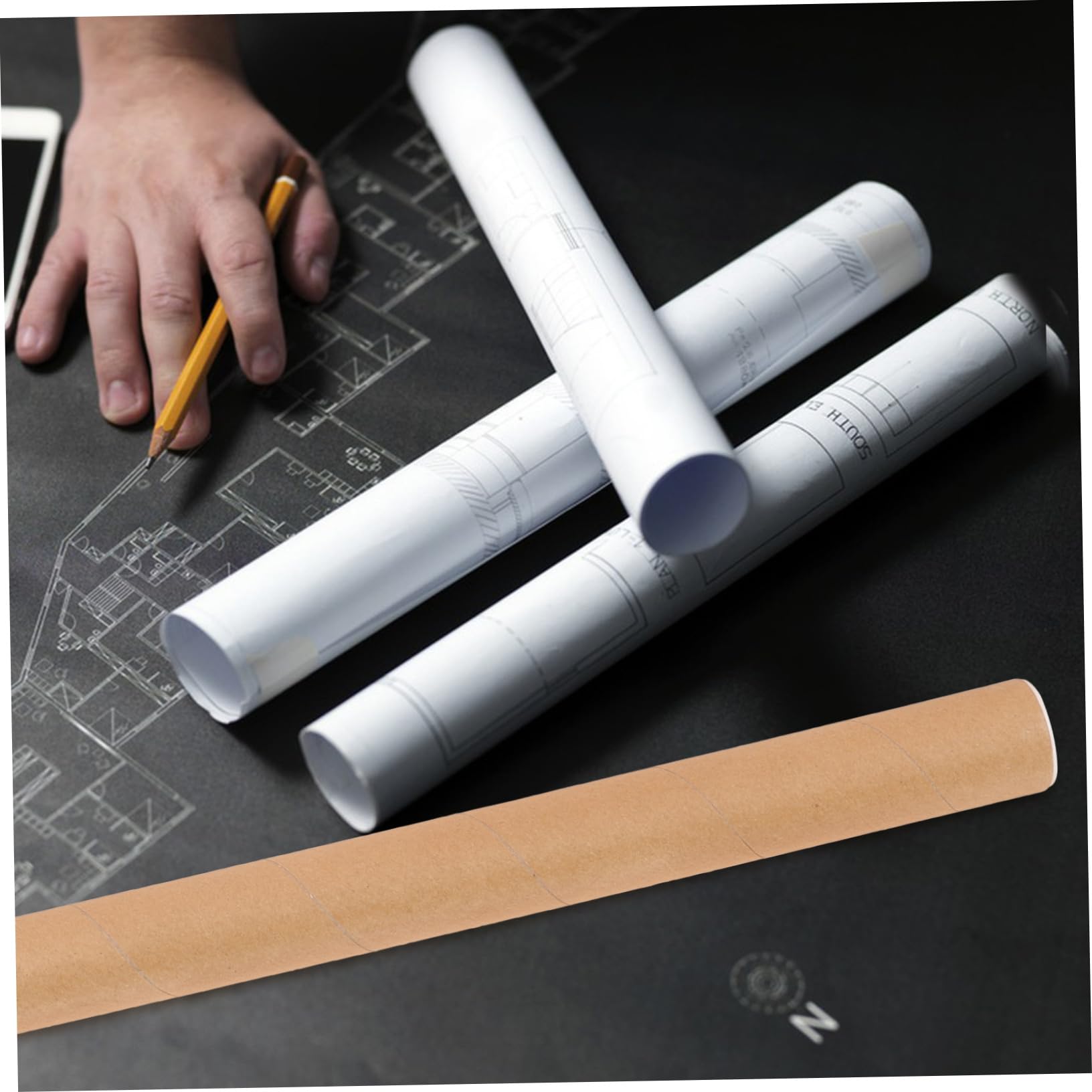 SHINEOFI Tubo De Cartón Kraft Redondo 50x10 Cm Resistente Para Pósteres y Documentos Tapa, Reciclable y Portátil Para Envío y Almacenamiento De Arte