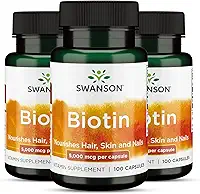 Biotina, Swanson 100 Caps, 3 UN, Made in Usa/Importado