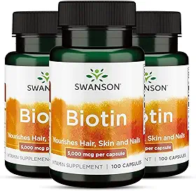 Biotina, Swanson 100 Caps, 3 UN, Made in Usa/Importado