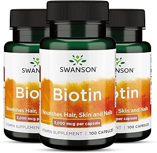 Biotina, Swanson 100 Caps, 3 UN, Made in Usa/Importado
