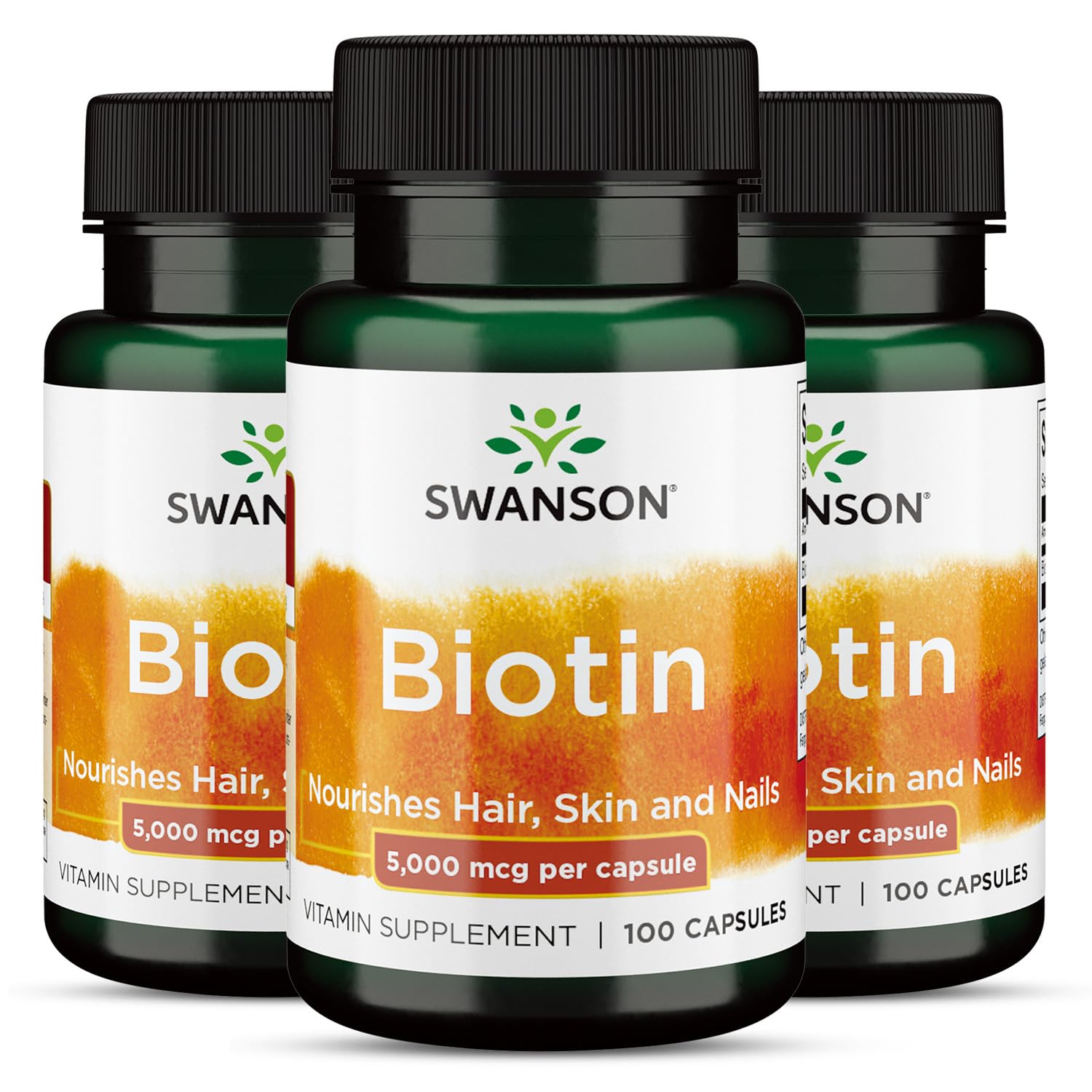 Biotina, Swanson 100 Caps, 3 UN, Made in Usa/Importado