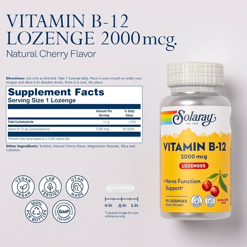 Amazon.com: SOLARAY Vitamin B12 2000 mcg Lozenges - No Sugar