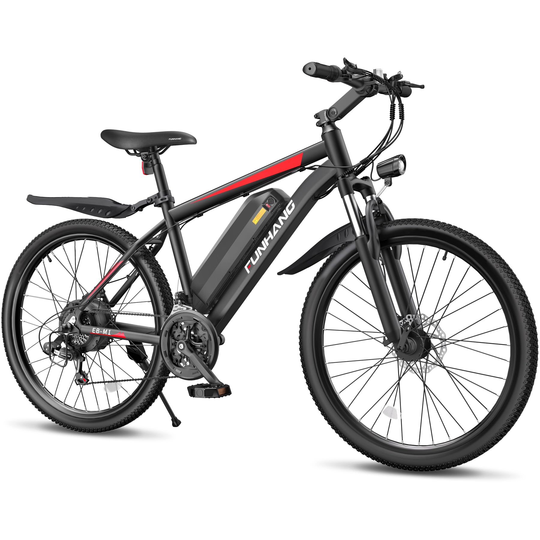 Funhang Electric Bike for Adults, 1000W Peak Ebike, 50Miles 21.7MPH Electric Mountain Bike, 26" Adult Electric Bicycle with 48V Removable Battery, Adjustable Stem, Fenders, 21 Speed, UL 2849 Certified