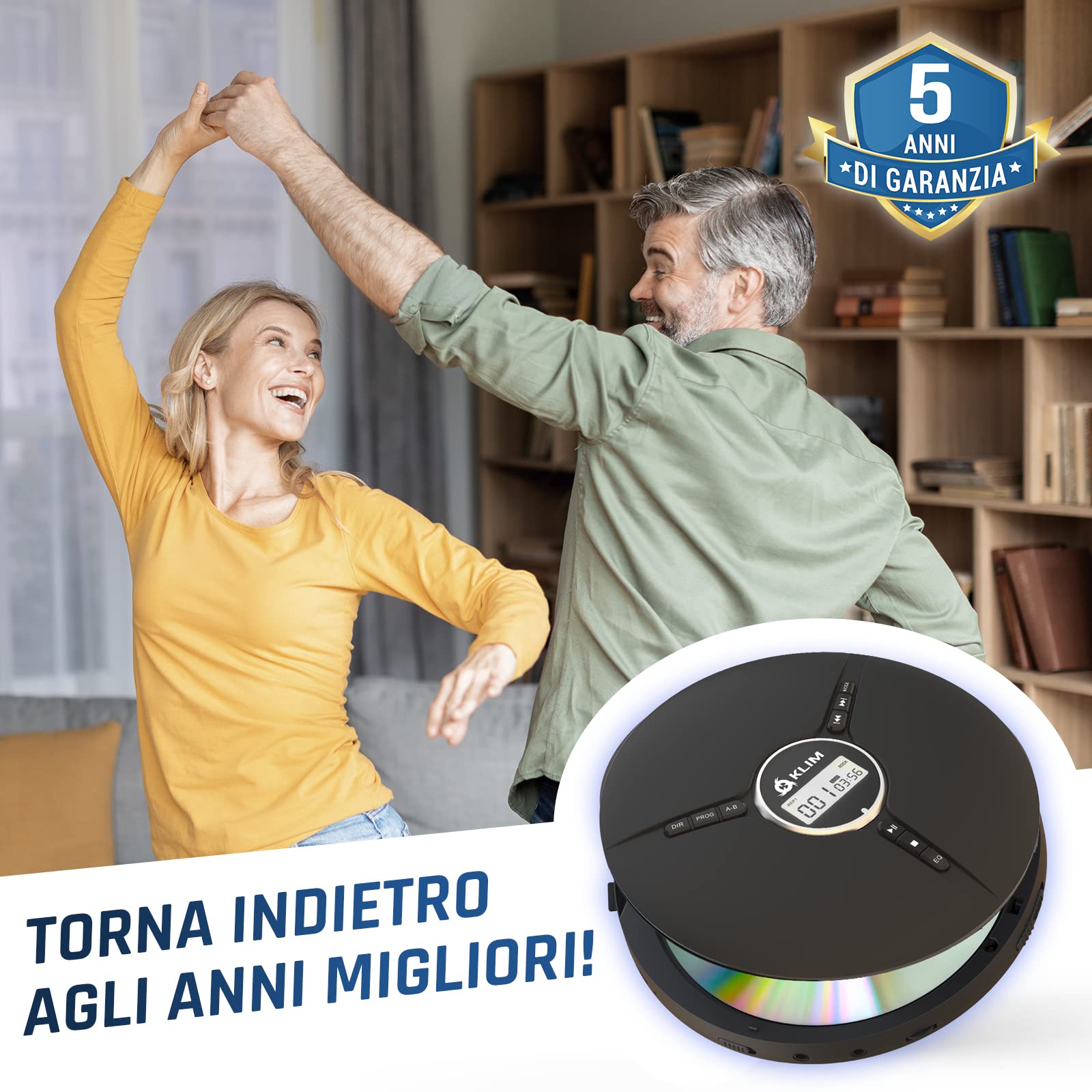 KLIM Discman Lettore CD Portatile con Cuffie e Batteria Ricaricabile CD-R CD-RW MP3