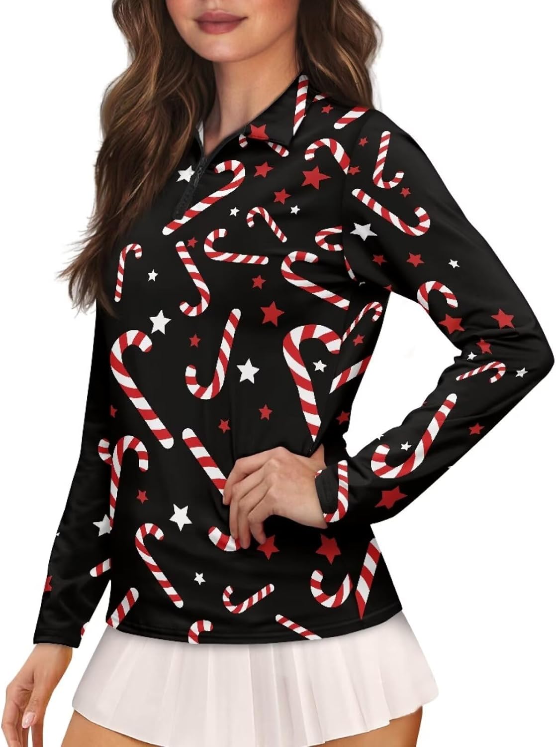 GULANGYU Women’s Golf Shirt Long Sleeve Christmas Shirt for Women, Workout Pullovers Athletic Clothes for Outdoor Sports