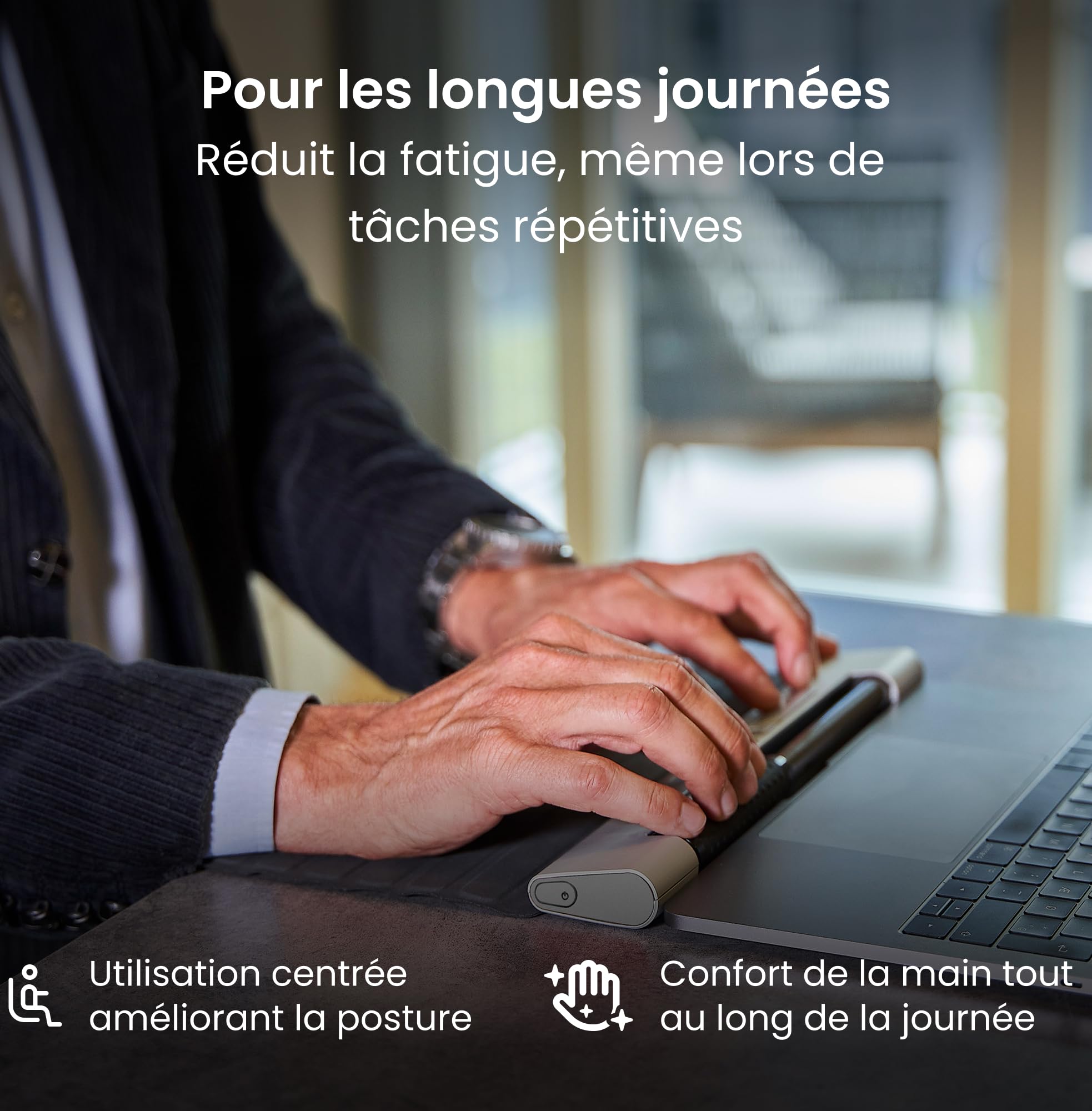 Contour RollerMouse Go – Souris Ergonomique centrée pour Le soulagement du Canal carpien | Compacte et idéale pour Les déplacements | Bluetooth et USB | Design ambidextre avec 5 Boutons
