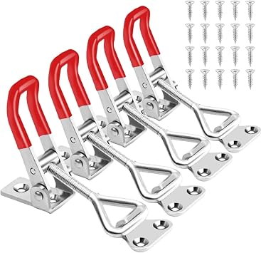 4 Pack Metal Toggle Latch,Box Closure Tension Lock Toggle Clamp Latch Adjustable Toggle Latch Quick Release Toggle Catch Latch for Tool Boxes Trunk Cases Silver