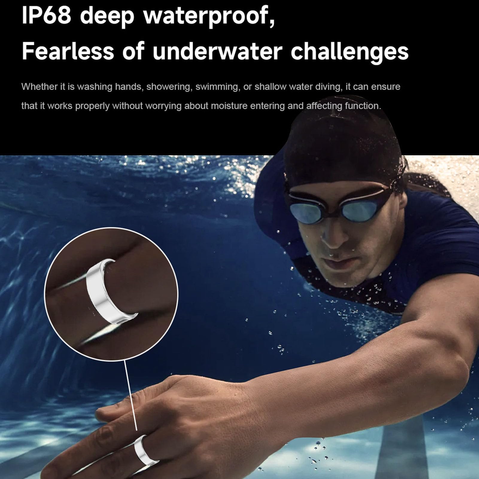 Topiky Bague Connectée, Bracelet d'activité Tactile avec Plusieurs Modes Sportifs, étanche IP68 pour la Course à Pied, Le (Taille 11 (DI 20,6 mm / 0,81 po C 64,6 mm / 2,54 po))