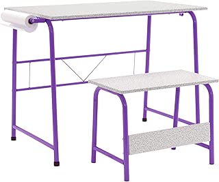 SD Studio Designs Project Center, 55127 Craft Table Play Desk with Bench, Purple/Spatter Gray - coolthings.us