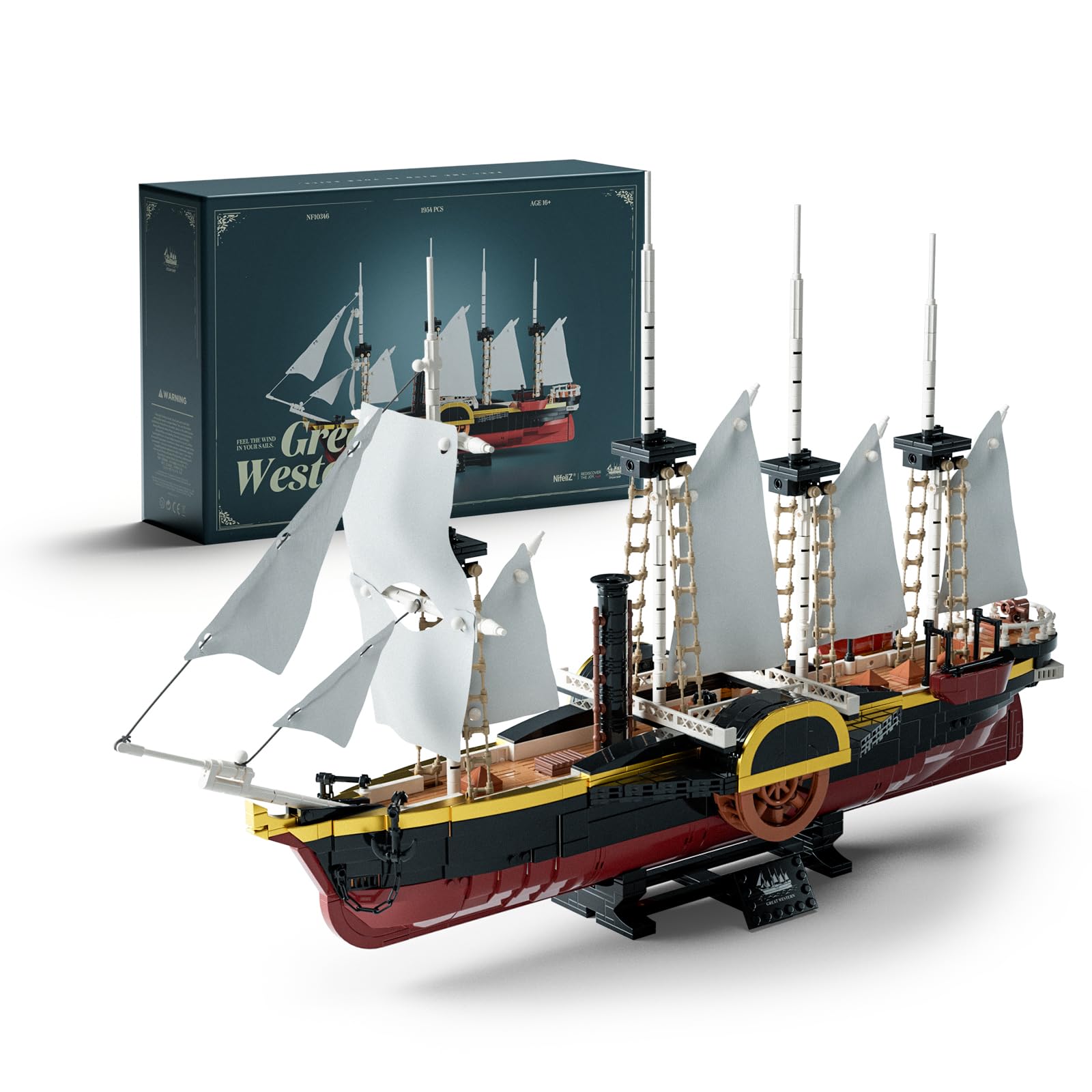 Nifeliz Kit di Costruzione della Nave a Vapore Great Western per Adulti, Modello da Esporre e Collezionare, Regalo per Appassionati di Navi (1.948 Pezzi, NF10346)