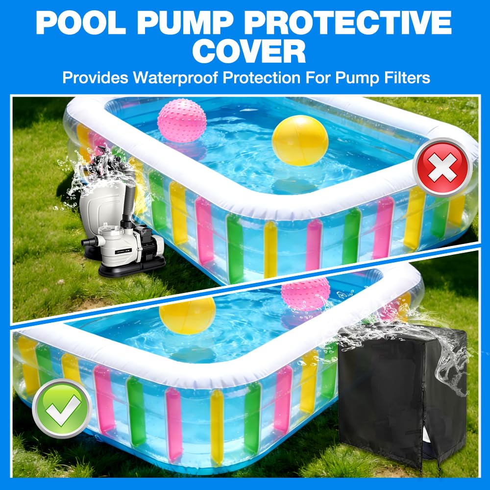 NAVESO Abri Pompe Piscine, Abri Pompe Piscine Hors Sol, Cache Pompe Piscine pour Pompe De Piscine Intex Krystal Clear, Cache Pompe pour Pompe Piscine Filtre à Sable (84x61x86cm)