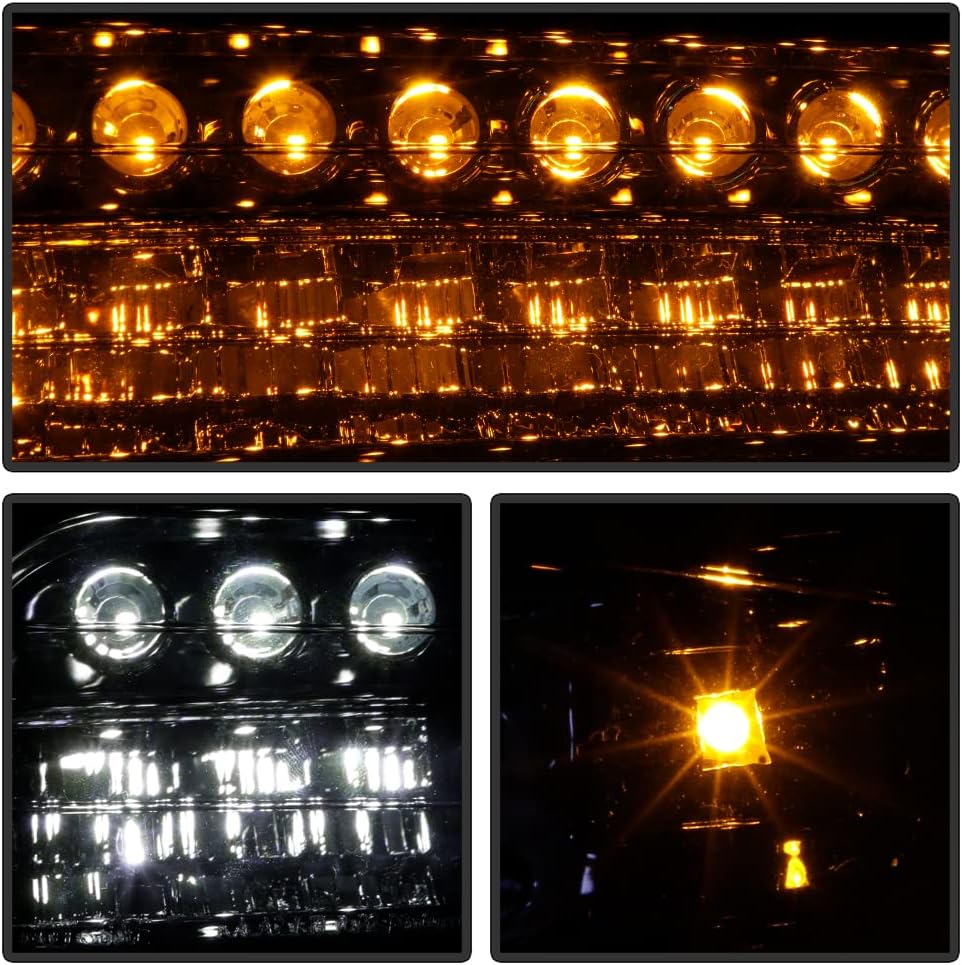 ACANII - For 2000-2006 Chevy Suburban Tahoe 99-02 Silverado Smoked Lens LED Parking Turn Singal Lamps Bumper Lights