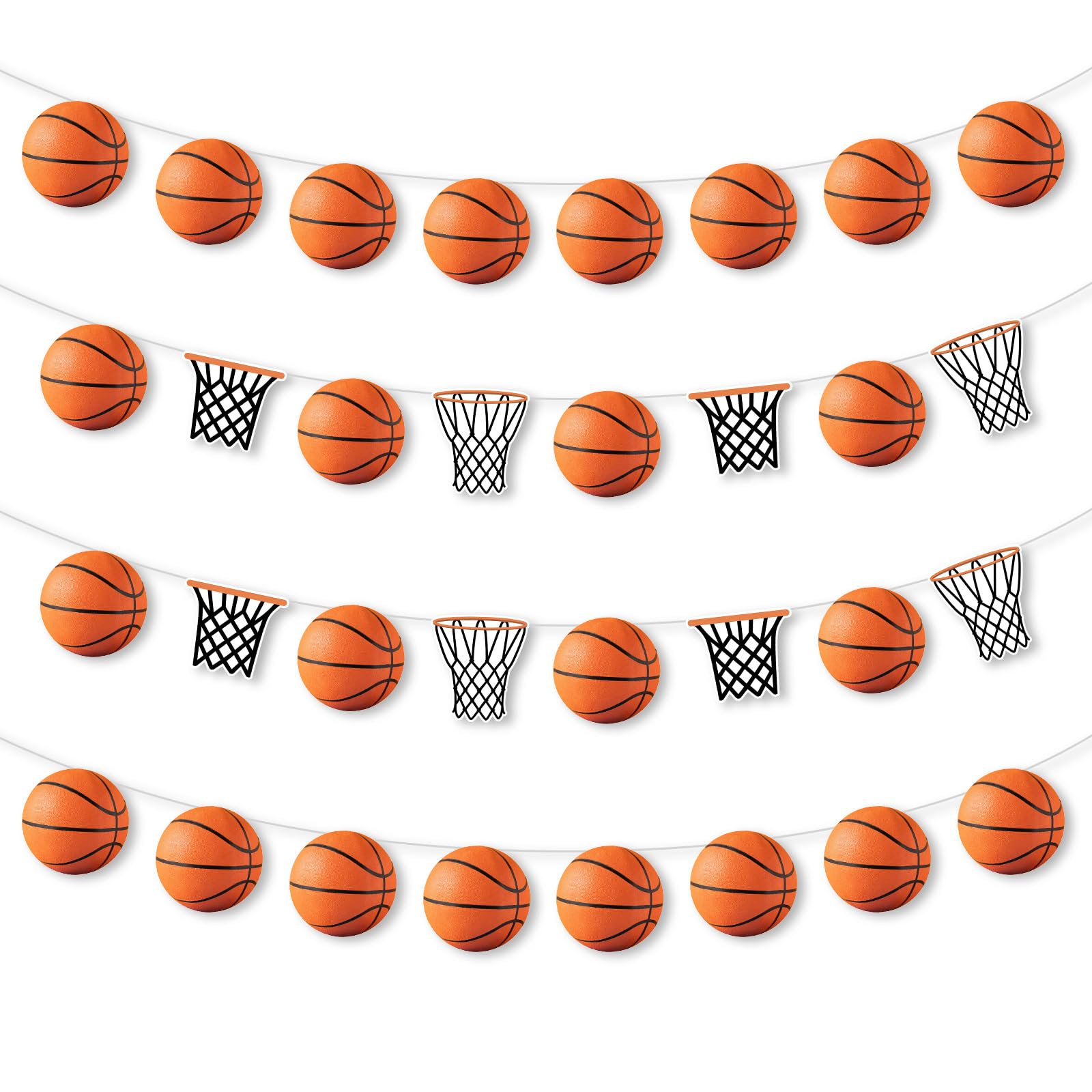 Basketball Banner Party Decorations,4Pcs Basketball and Hoop Hanging Banner Set for Boys Men Slam Dunk Game Sports Theme Birthday Party Supplies