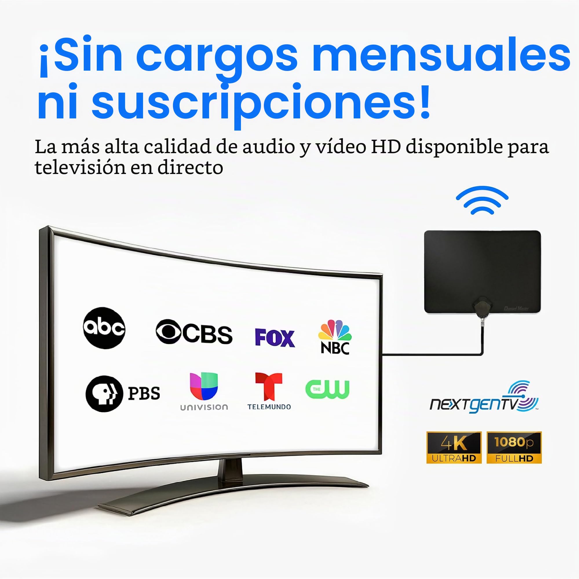 Channel Master FLATenna - Indoor Digital HDTV Antenna, 12' Coaxial Cable, Superior Reception Range & Signal Reliability, Supports 4K Smart TVs, OTA Broadcast & NextGen TV, Easy Install