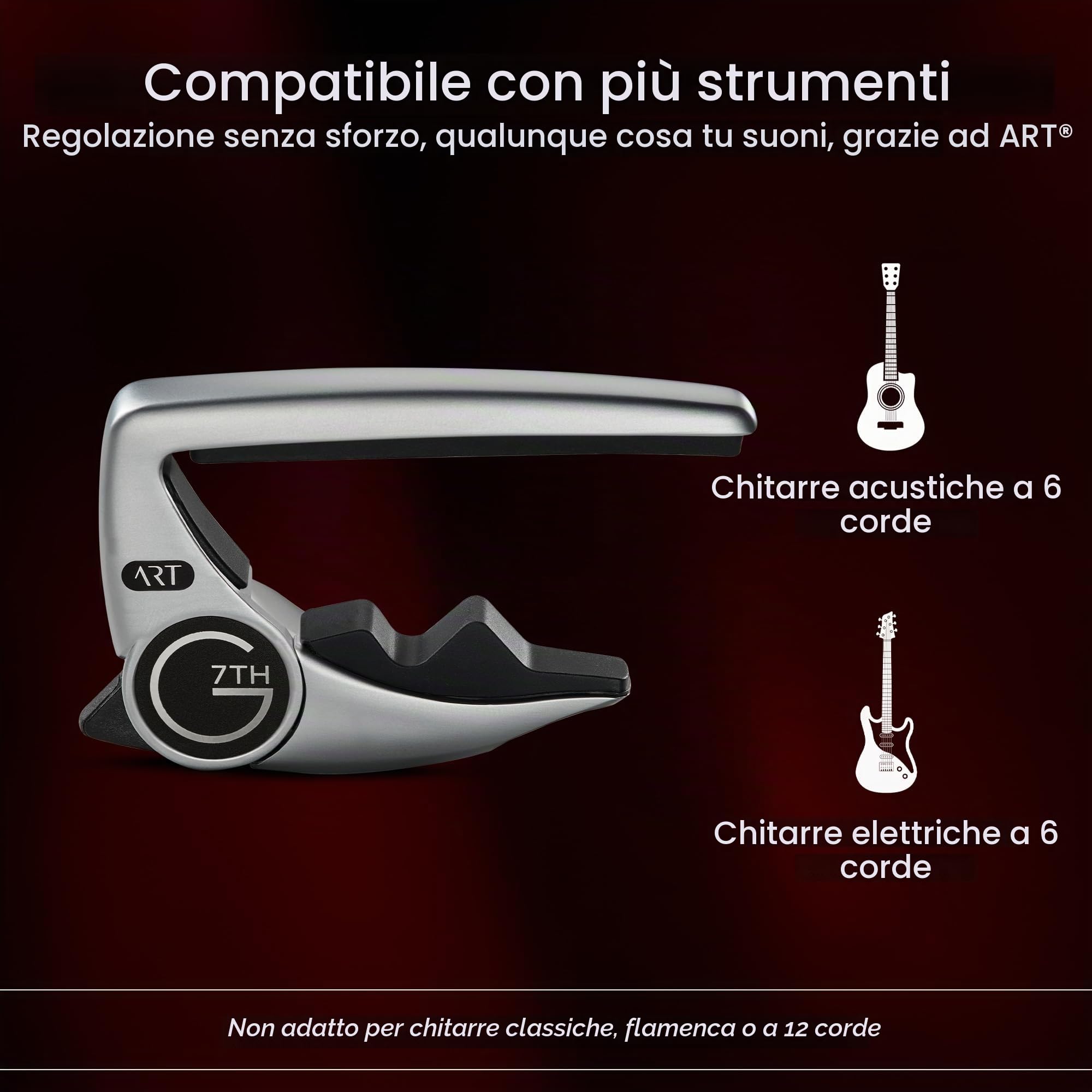 G7th Performance 3 Capotasto Classico Cromato per Chitarra – Controllo della Tensione Rivoluzionario, Tecnologia a Raggio Adattivo (ART) – Capotasto pluripremiato per chitarre classiche e flamenco