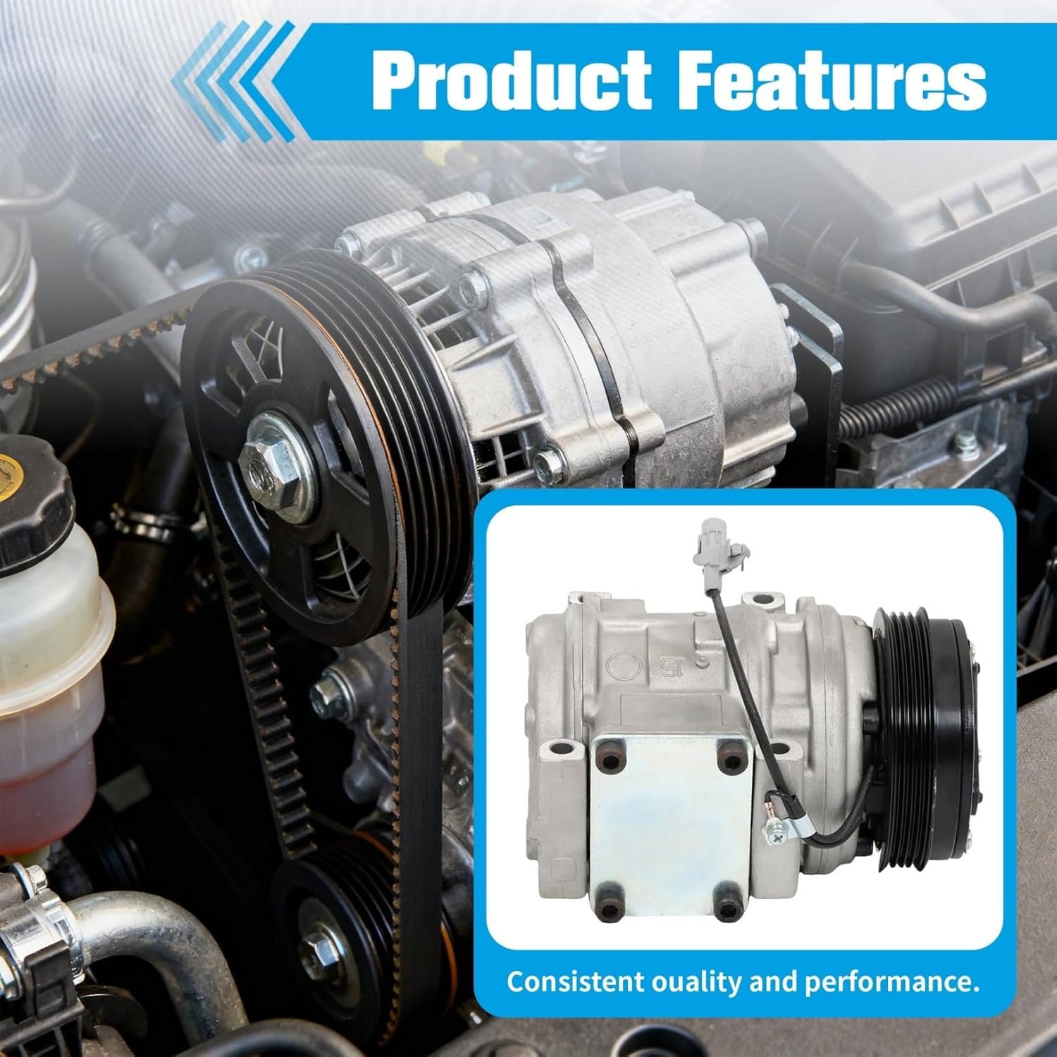 A/C Compressor with Clutch Replacement for Tacoma 1998-2004 L4 2.4L 2.7L 1521040 638810